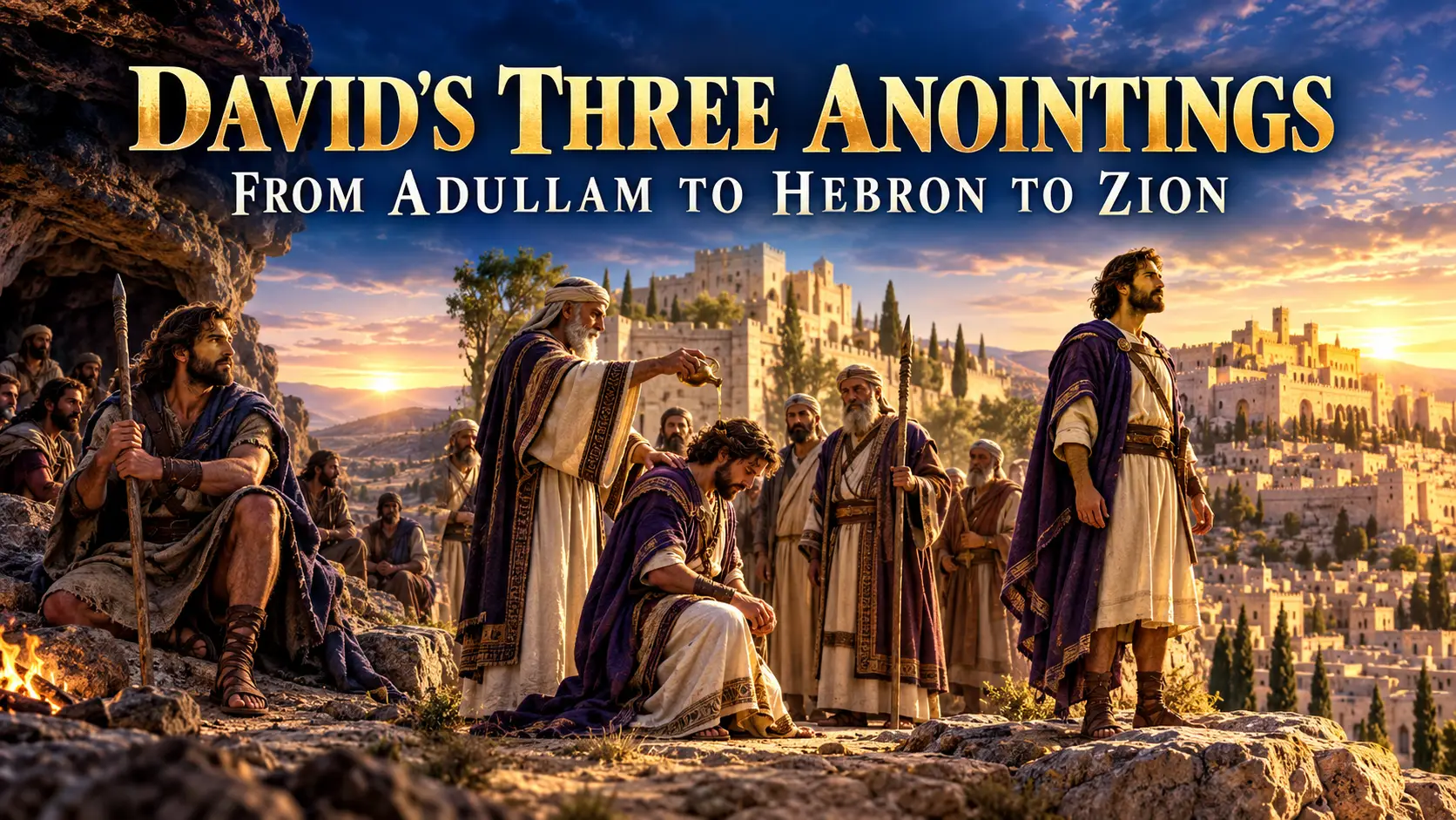 David’s journey from the cave of Adullam through covenant at Hebron to established kingship at Zion