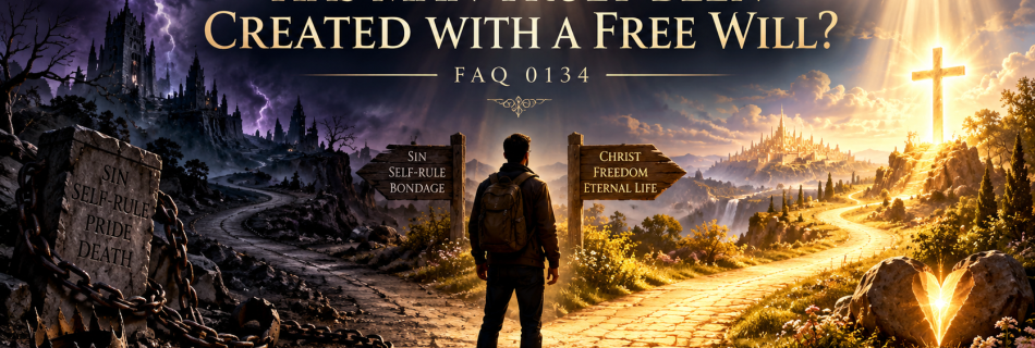 A person at a crossroads moving from bondage to sin toward freedom in Christ by sovereign grace