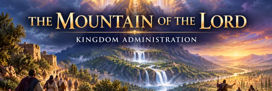 The Mountain of the Lord with the holy city descending above a mountain and living water flowing into the valley
