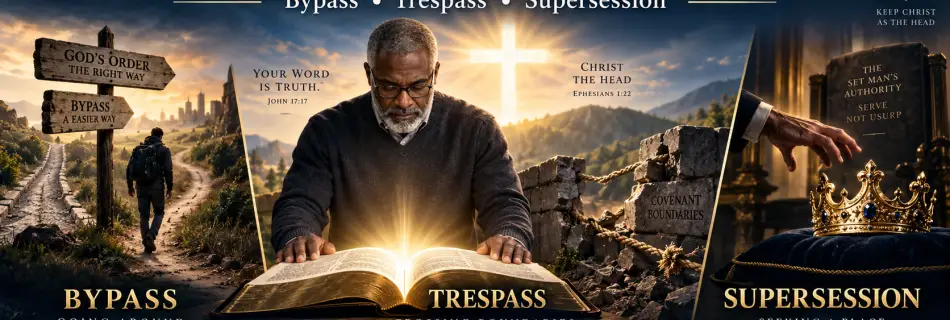 Biblical warning against bypass, trespass and supersession in relation to spiritual leadership, with Christ and Scripture central.