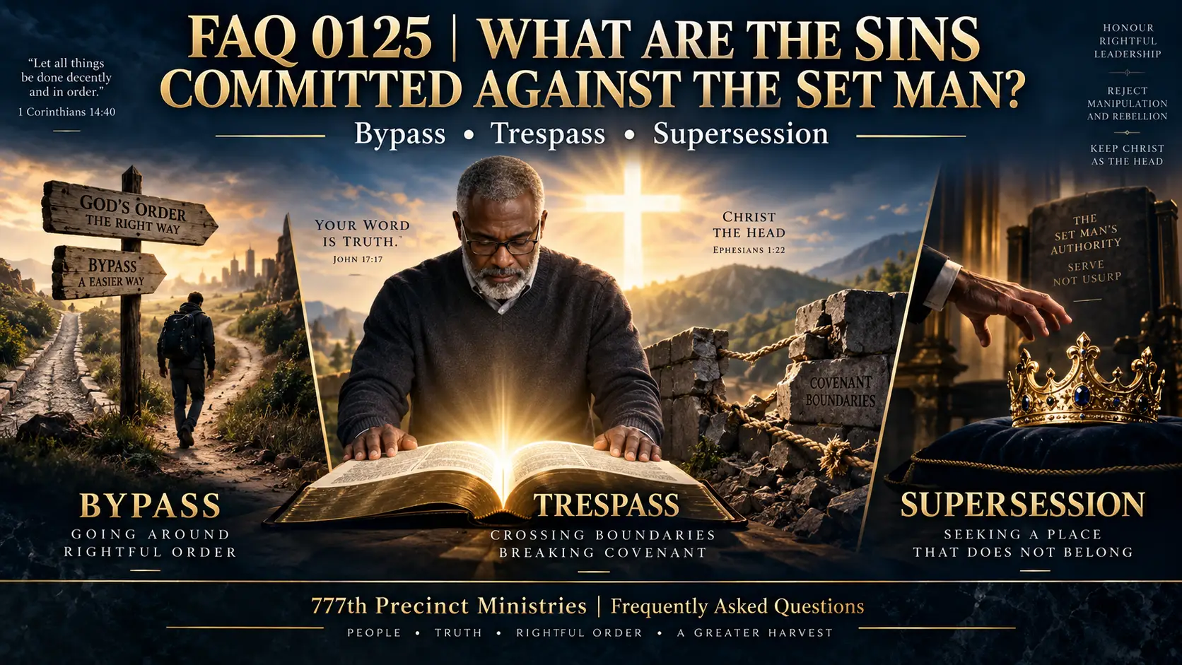 Biblical warning against bypass, trespass and supersession in relation to spiritual leadership, with Christ and Scripture central.